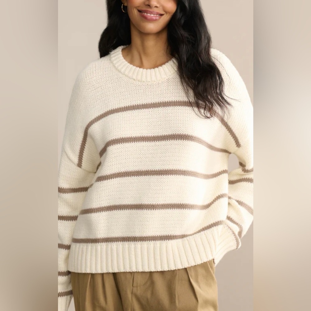 Jenni Kayne Taupe and Cream Striped Sweater